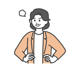 女性社員が怒っている表情のイラスト素材