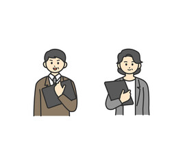 Fototapeta premium 資料を持っているビジネスパーソンのイラスト素材