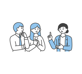 ディスカッションをするビジネスパーソンのイラスト素材