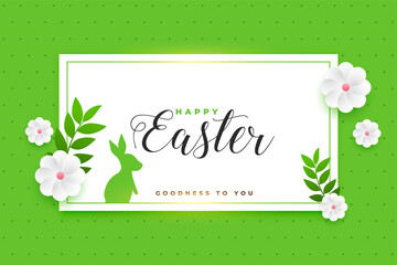 green happy easter spring seasonal event with flower and leaves