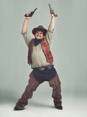 He heard The Village People needed a new cowboy.... An overweight cowboy looking ecstatic with his...