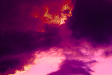 colorful twilight background, art on clouds,red pink color,Devil's Death.