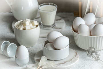 Fototapeta na wymiar eggs and milk on the table