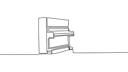 One line drawing piano music instrument vector illustration