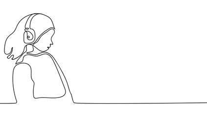 Continuous one line drawing of song contest