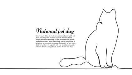 Continuous line drawing of cat for national pet day