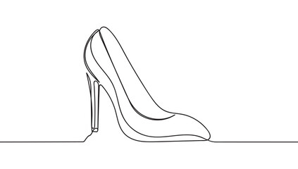 High heel shoes formal fashion in continuous line art drawing style