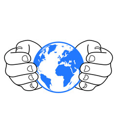 Hand hold earth.