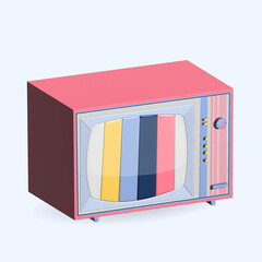 Tv vintage screen on blue pastel background, media connection , banner, 3D illustration.