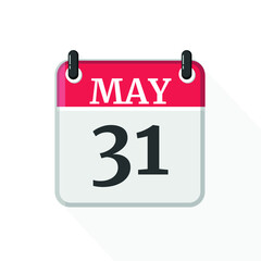 Calendar on white background. 31 May.