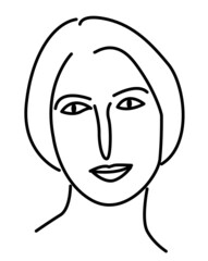 Minimal woman face on white background.One line drawing style.