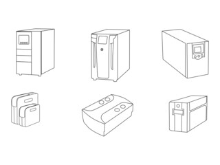 Grey Uninterruptible power supply UPS icon isolated on white background. Uninterruptible power supply, Ups Icon Vector Illustration. power supply icon Set. long shadow, vector illustration