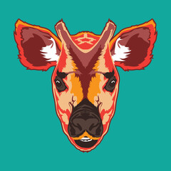 Okapi face vector illustration in decorative style, perfect for tshirt style and mascot logo