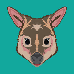 Pademelon face vector illustration in decorative style, perfect for tshirt style and mascot logo