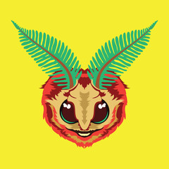 Poodle moth face vector illustration in decorative style, perfect for tshirt style and mascot logo 