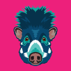 Visayan warty pig face vector illustration in decorative style, perfect for tshirt style and mascot logo