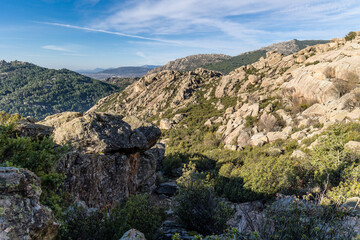 natural park formed by granite rocks called La Pedriza in the Sierra de Guadarrama, Madrid