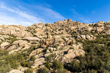 Fototapeta premium natural park formed by granite rocks called La Pedriza in the Sierra de Guadarrama, Madrid
