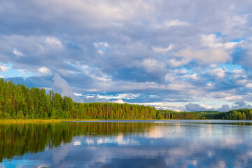 Karelia in Russia. Landscape of Lake Ladoga. Karelia Islands