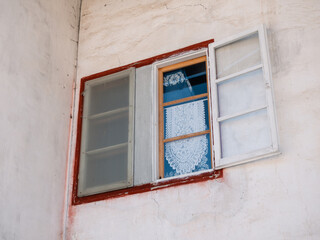 Fototapeta na wymiar Traditional Window in Ladin Architecture in Cortina d'Ampezzo