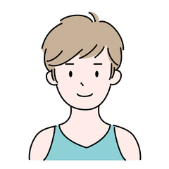 女性　肖像　ショートヘア　職業　シンプル　顔　イラスト