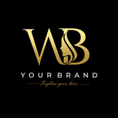 Initial Letter WB Beauty Face Logo Design Vector