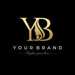 Initial Letter YB Beauty Face Logo Design Vector