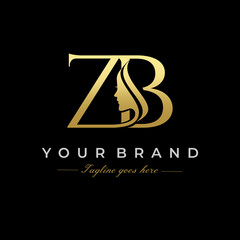 Initial Letter ZB Beauty Face Logo Design Vector