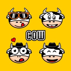 cartoon cow head illustration vector