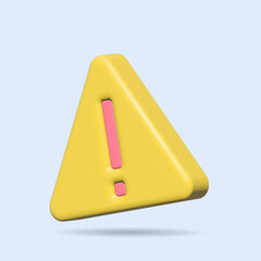 Triangle warning symbol on blue background. error alert safety concept. 3d  illustration.