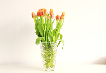 beautiful bouquet of yellow and orange tulips