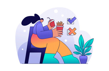 love to eat fast food flat design