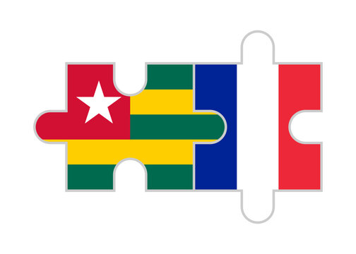 puzzle pieces of togo and france flags. vector illustration isolated on white background