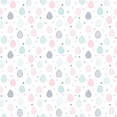 Easter texture with decorative eggs. Seamless pattern. Vector