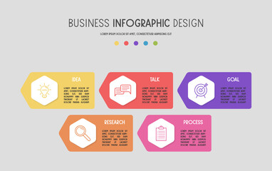 Infographic with business icons. Flowchart concept. Vector