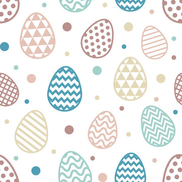 Easter pattern with colourful eggs. Vector