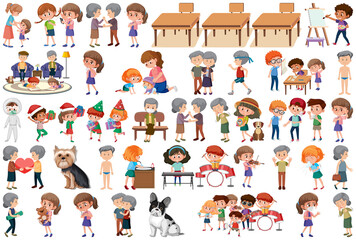 Fototapeta premium Set of different activities people in cartoon style