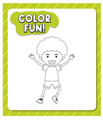 Worksheets template with color fun! text and boy outline