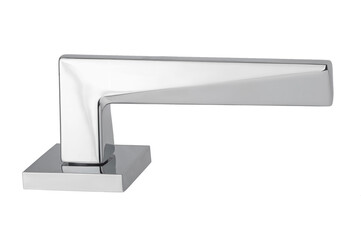 Door handle made of metal on an isolated white background. Reliable design handle for the door of houses, apartments, warehouses, offices and other premises.