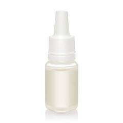 Cosmetic bottles with lid isolated on white background. Bottle with hand sanitizer. Antimicrobial liquid gel. Hand hygiene. Shampoo bottle. Medicine bottle. Liquid soap.