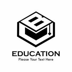 Letter b with student hat. suitable for university, school, education, student, web, brand, symbol, college,graduate,literature, course, identity, etc