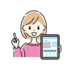 女性とタブレットPC