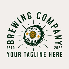 beer bottle cap logo template design in vintage style