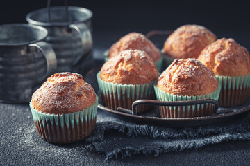 Sweet and hot yoghurt cupcake as the perfect coffee dessert.