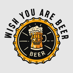 bottle cap illustration with skull beer image