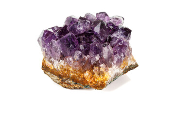 Amethyst Crystal Druse  macro mineral on white background