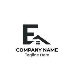 Initial Letter E with Architecture Graphic Logo Design