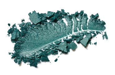 Emerald green eye shadow smear isolated on white background