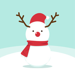 Snowman vector. Snowman character design. Christmas poster.