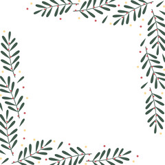 Christmas leaf frame. Merry Christmas wallpaper. free space for text. Holly leaf frame. 